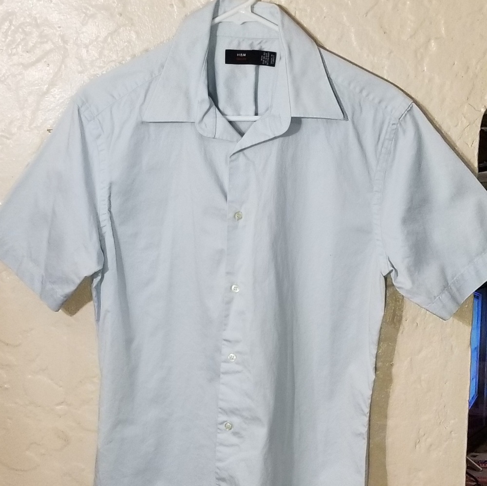 HM H&M Mens Medium Shirt Short Sleeve Button Front